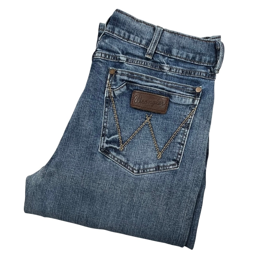 Wrangler Retro Relaxed Boot Jeans Mens 35x34 (Fits 35x32) Stretch Western *Flaw